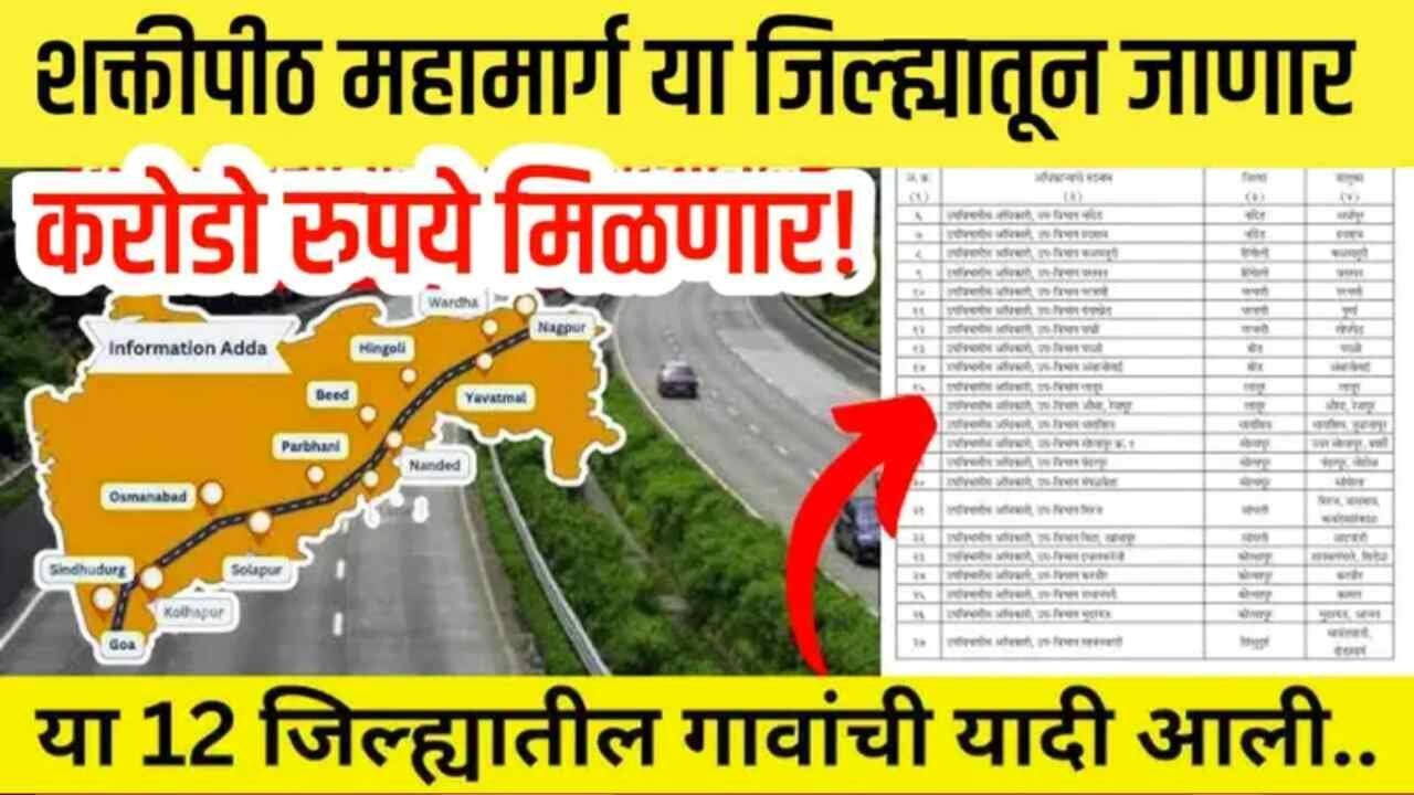 शक्तीपीठ महामार्ग महाराष्ट्रातील ३७१ गावांमधून जाणार; पहा तुमच्या गावाची यादी! करोडो रुपये मिळणार Shaktipeeth Mahamarg Village List